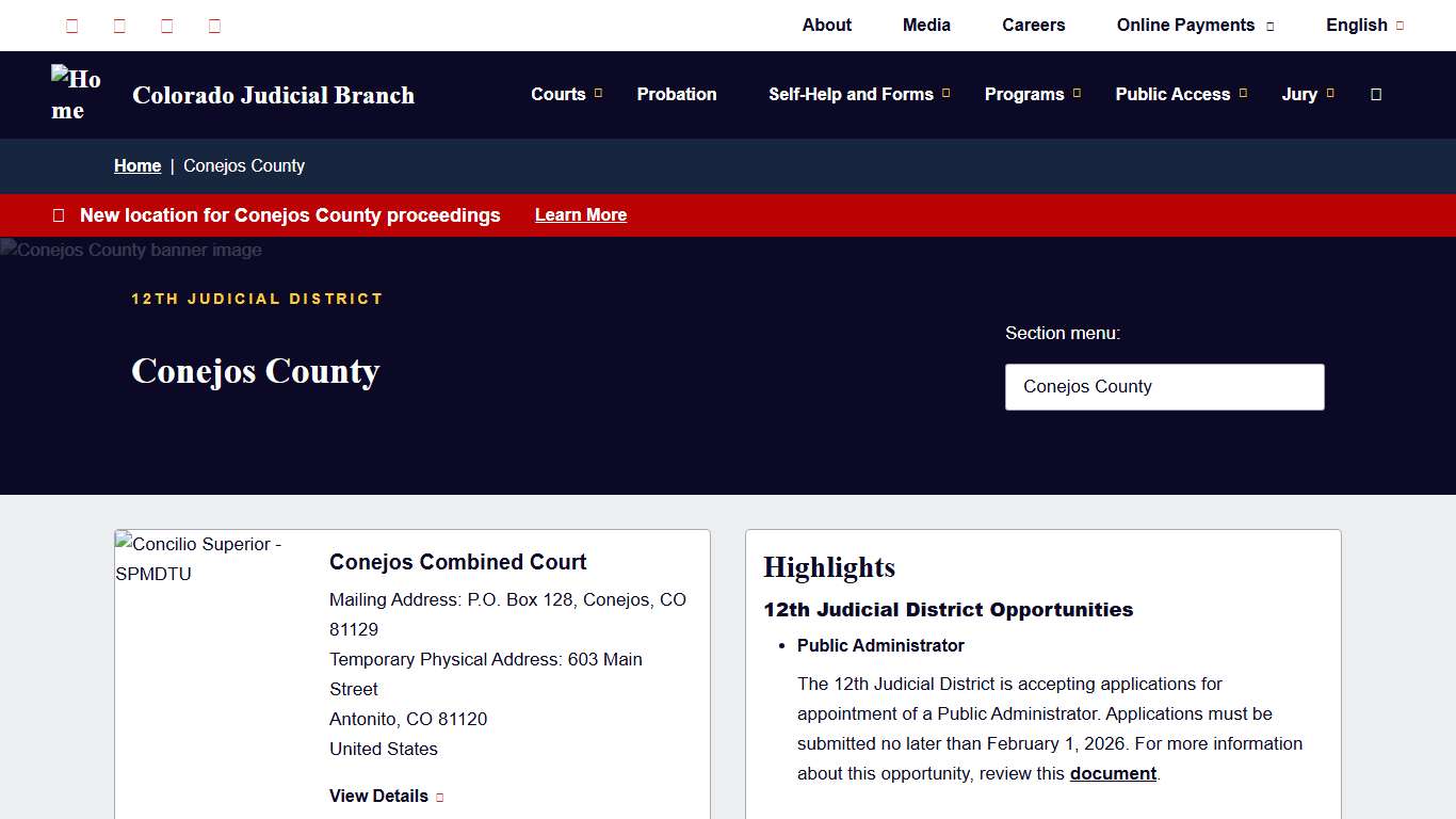 Conejos County Colorado Judicial Branch