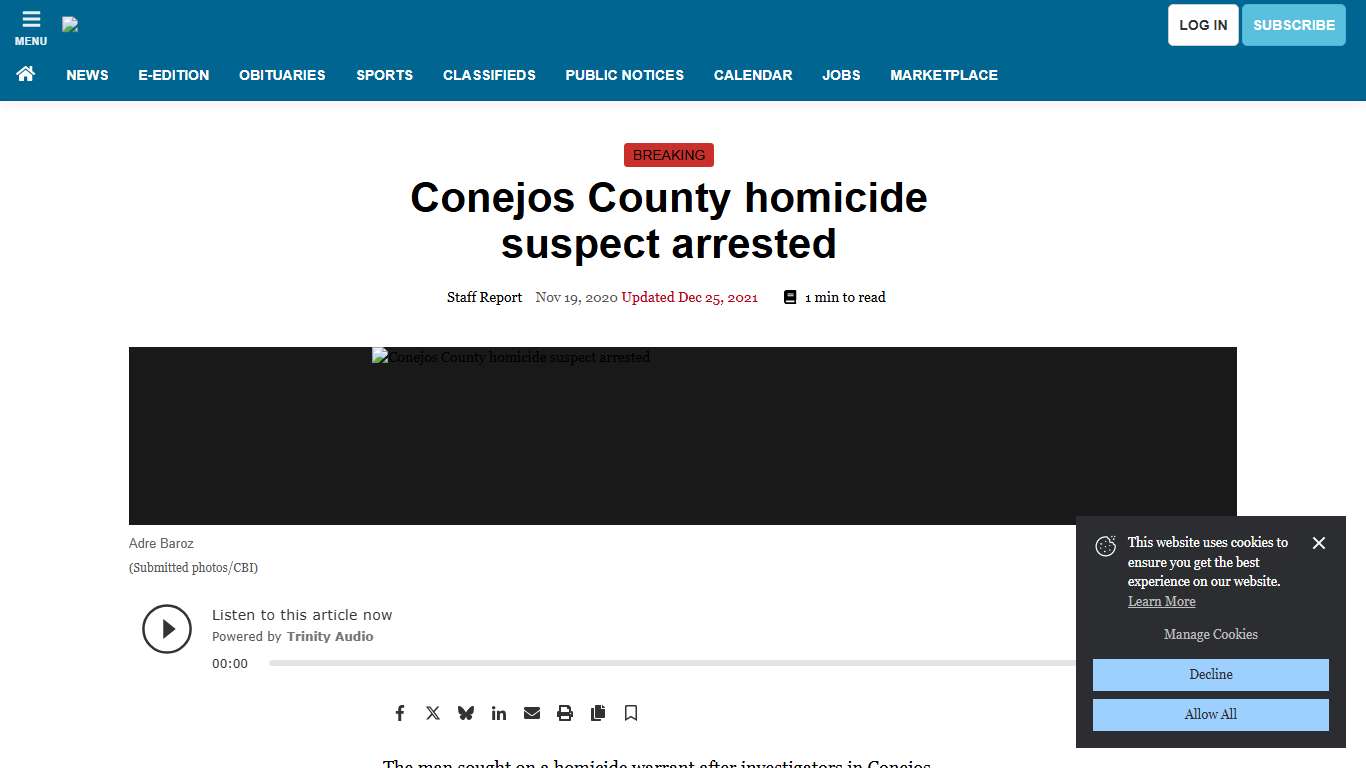 Conejos County homicide suspect arrested News montrosepress.com